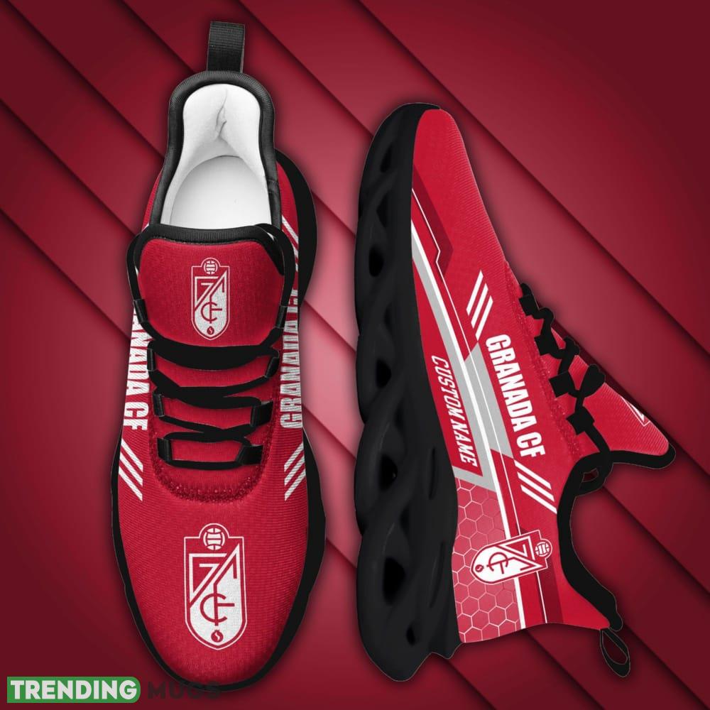 Granada CF Logo Pattern Custom Name 3D Max Soul Sneaker Shoes In Red Max Soul Granada CF Logo Pattern Custom Name 3D Max Soul Sneaker Shoes In Red Max Soul