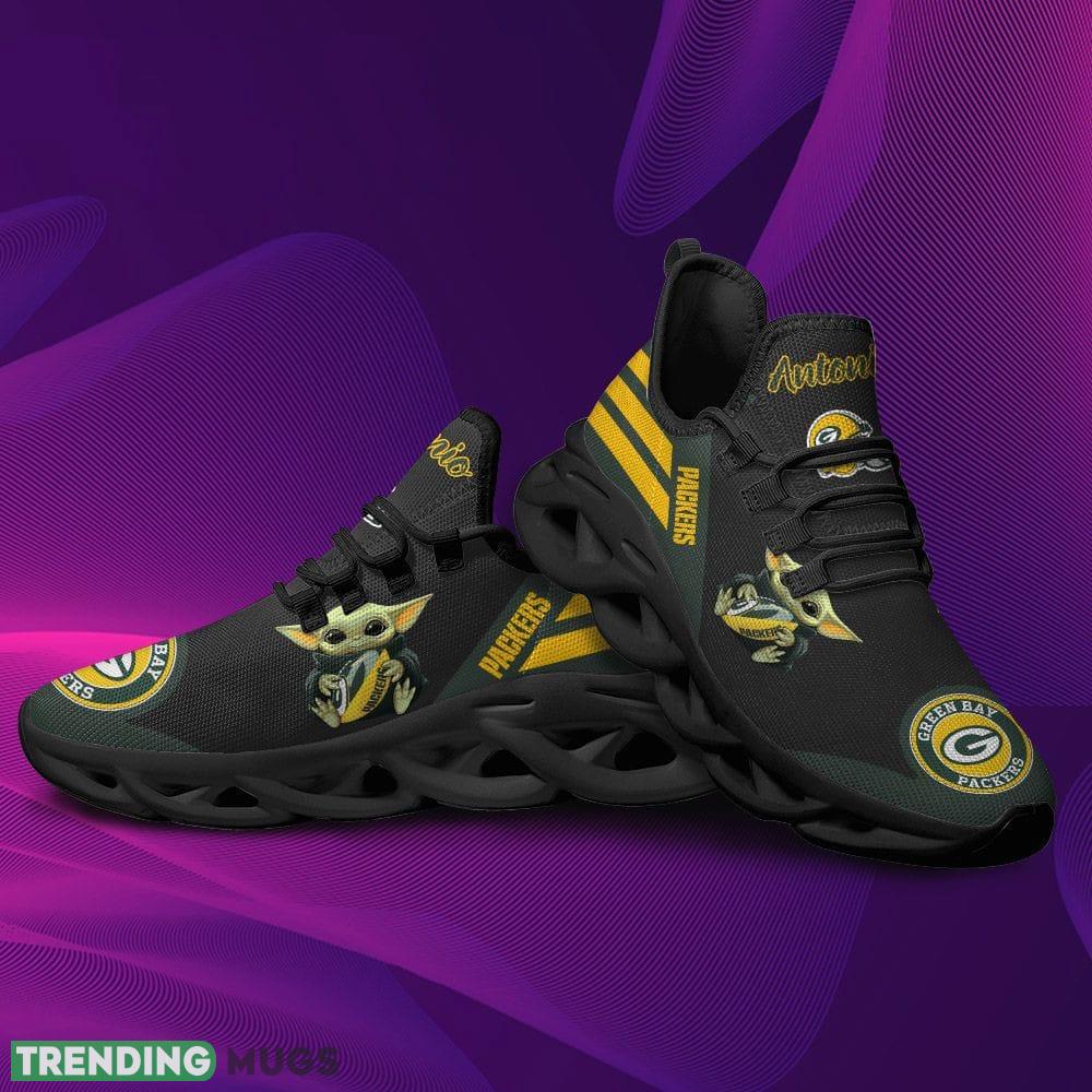 Green Bay Packers Baby Yoda Hug Logo Custom Name Pattern 3D Max Soul Sneaker Shoes Max Soul Green Bay Packers Baby Yoda Hug Logo Custom Name Pattern 3D Max Soul Sneaker Shoes Max Soul