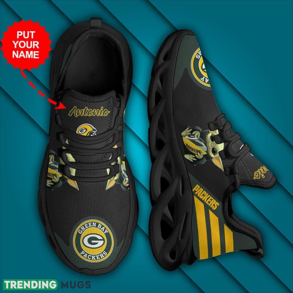 Green Bay Packers Baby Yoda Hug Logo Custom Name Pattern 3D Max Soul Sneaker Shoes Max Soul Green Bay Packers Baby Yoda Hug Logo Custom Name Pattern 3D Max Soul Sneaker Shoes Max Soul