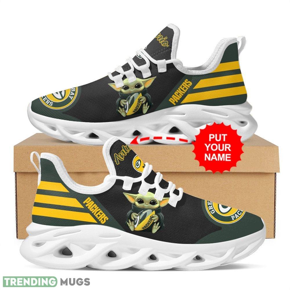 Green Bay Packers Baby Yoda Hug Logo Custom Name Pattern 3D Max Soul Sneaker Shoes Max Soul Green Bay Packers Baby Yoda Hug Logo Custom Name Pattern 3D Max Soul Sneaker Shoes Max Soul