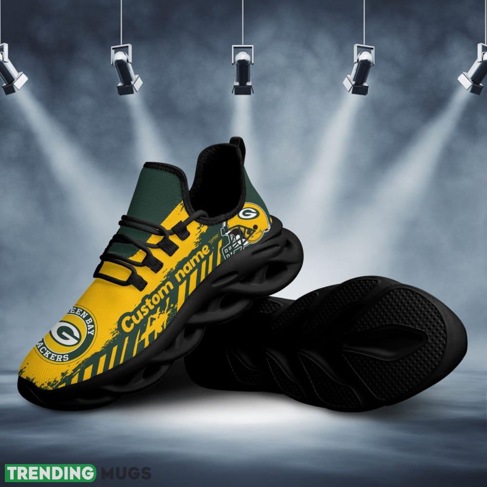 Green Bay Packers Helmet Logo Pattern Custom Name 3D Max Soul Sneaker Shoes Max Soul Green Bay Packers Helmet Logo Pattern Custom Name 3D Max Soul Sneaker Shoes Max Soul