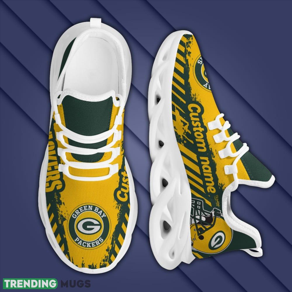 Green Bay Packers Helmet Logo Pattern Custom Name 3D Max Soul Sneaker Shoes Max Soul Green Bay Packers Helmet Logo Pattern Custom Name 3D Max Soul Sneaker Shoes Max Soul