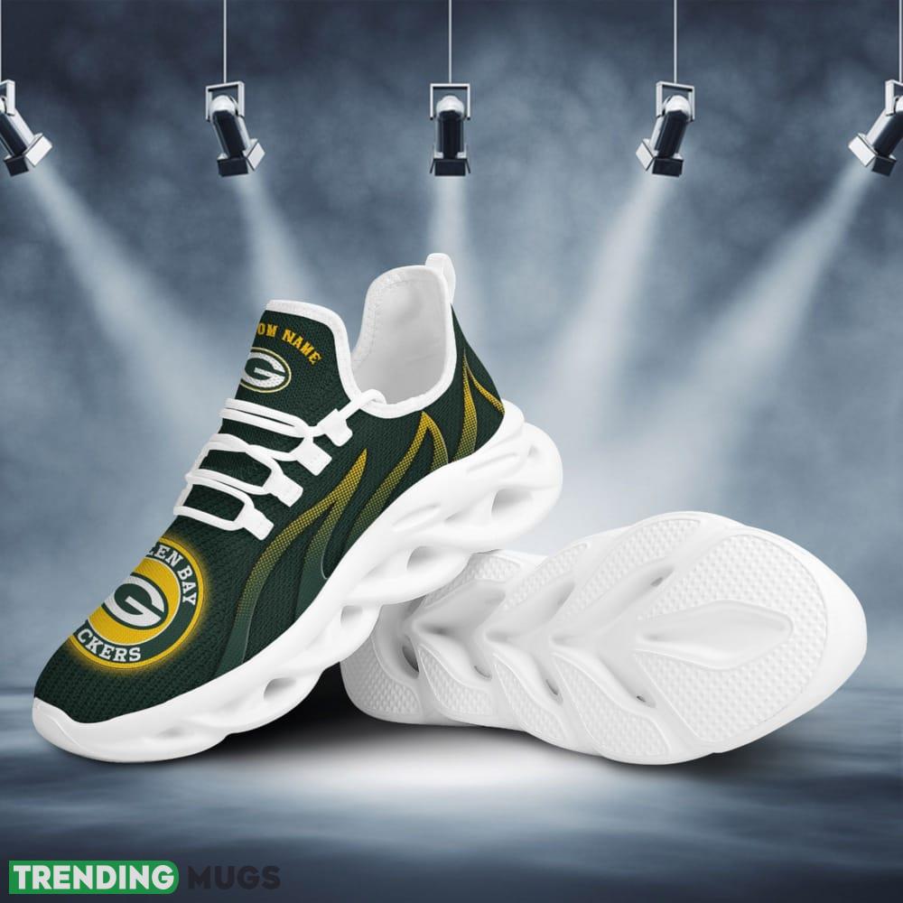 Green Bay Packers Logo Pattern Custom Name 3D Max Soul Sneaker Shoes In Dark Green Max Soul Green Bay Packers Logo Pattern Custom Name 3D Max Soul Sneaker Shoes In Dark Green Max Soul