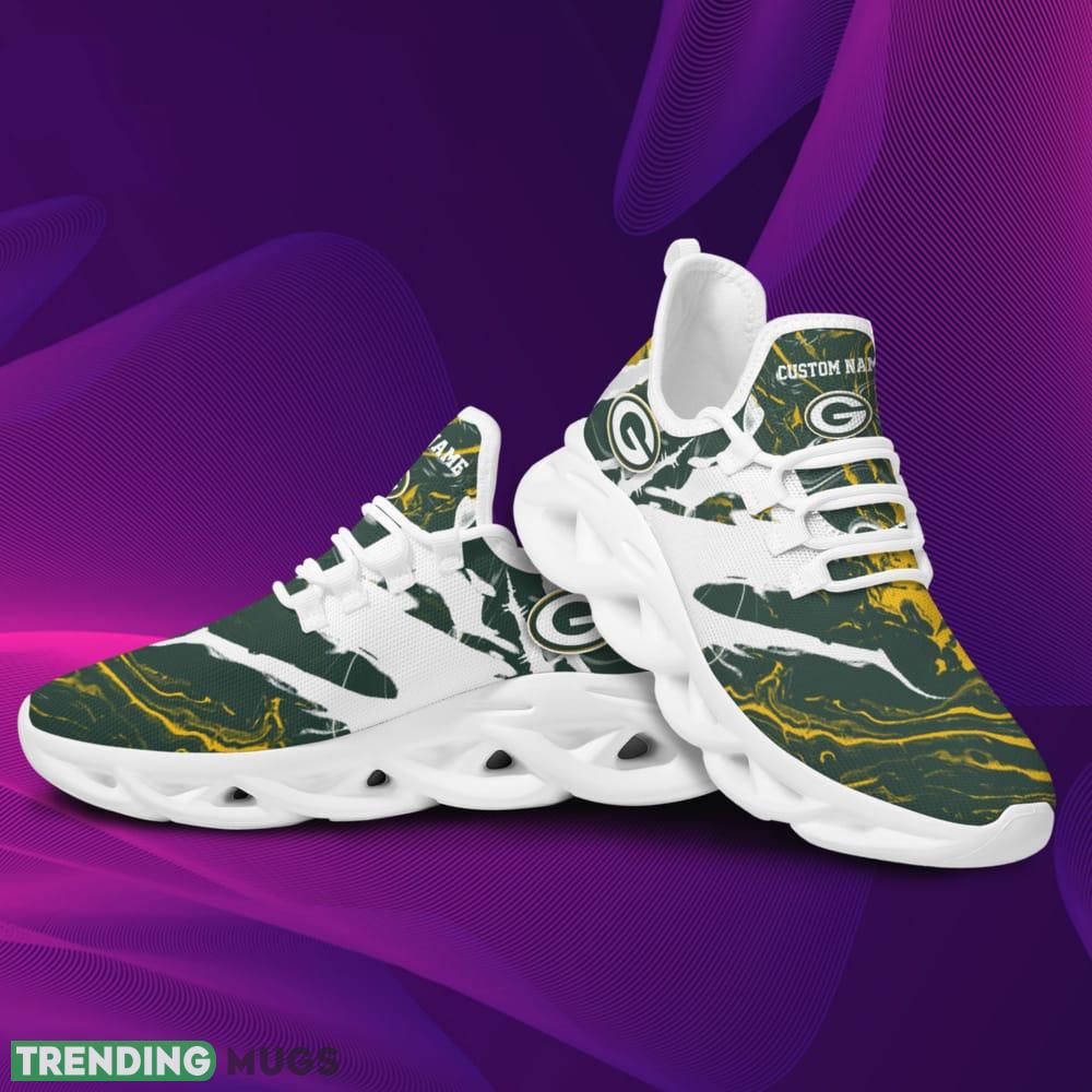 Green Bay Packers Logo Tie Dye Pattern Custom Name 3D Max Soul Sneaker Shoes In Green And Yellow Max Soul Green Bay Packers Logo Tie Dye Pattern Custom Name 3D Max Soul Sneaker Shoes In Green And Yellow Max Soul