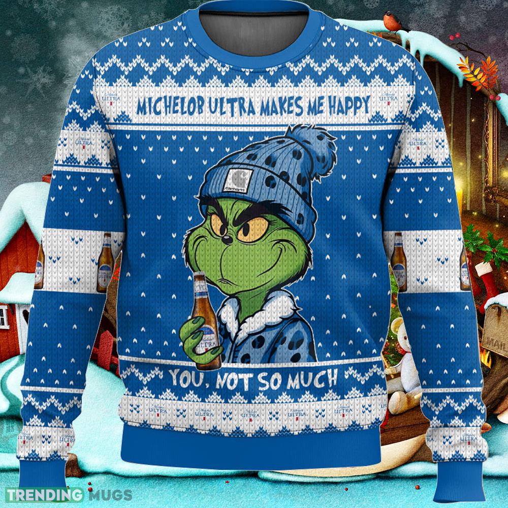 Grinch Michelob Ultra Makes Me Happy Ugly Sweater Christmas Gift For Men And Women Holidays - Grinch Michelob Ultra Makes Me Happy Ugly Sweater_ 1 Grinch Michelob Ultra Makes Me Happy Ugly Sweater Christmas Gift For Men And Women Holidays - Grinch Michelob Ultra Makes Me Happy Ugly Sweater_ 1