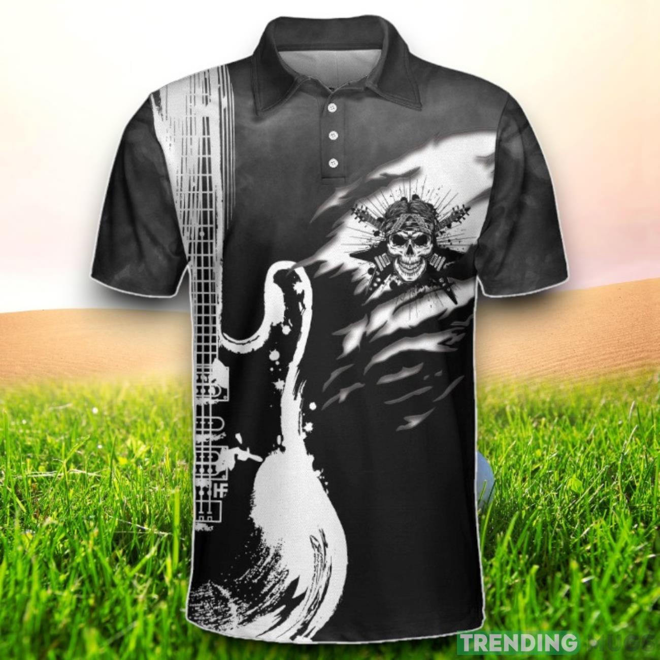 Guitar And Skull Short Sleeve Polo Shirt Polo Shirts Product Photo 1 Guitar And Skull Short Sleeve Polo Shirt Polo Shirts Product Photo 1