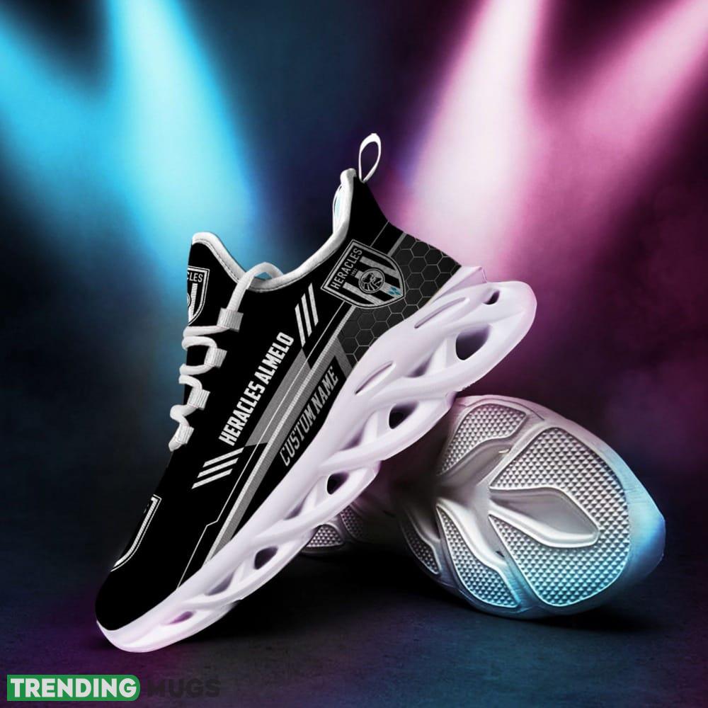 Heracles Almelo Logo Custom Name Pattern 3D Max Soul Sneaker Shoes In Black Max Soul Heracles Almelo Logo Custom Name Pattern 3D Max Soul Sneaker Shoes In Black Max Soul
