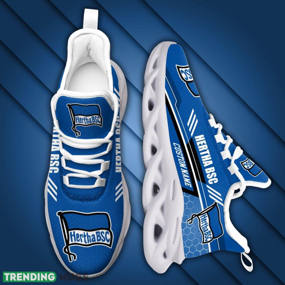 Hertha Berlin Logo Custom Name Pattern 3D Max Soul Sneaker Shoes In Blue Max Soul Hertha Berlin Logo Custom Name Pattern 3D Max Soul Sneaker Shoes In Blue Max Soul