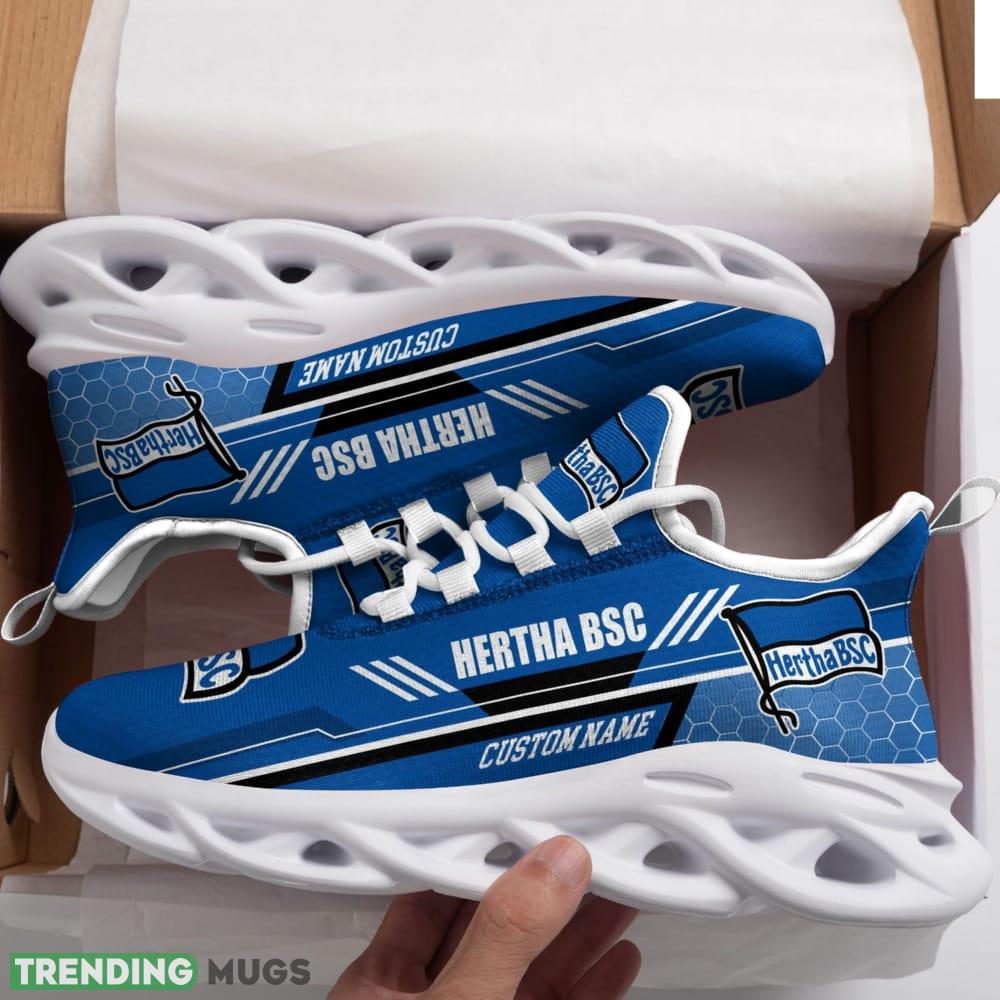Hertha BSC Logo Pattern Custom Name 3D Max Soul Sneaker Shoes In Blue Max Soul Hertha BSC Logo Pattern Custom Name 3D Max Soul Sneaker Shoes In Blue Max Soul