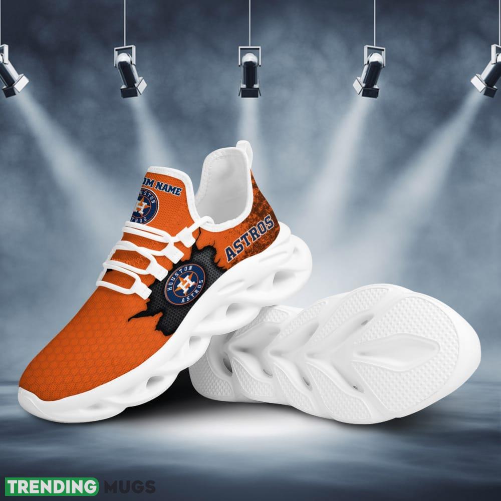 Houston Astros Cracked Design Pattern Custom Name 3D Max Soul Sneaker Shoes Max Soul Houston Astros Cracked Design Pattern Custom Name 3D Max Soul Sneaker Shoes Max Soul