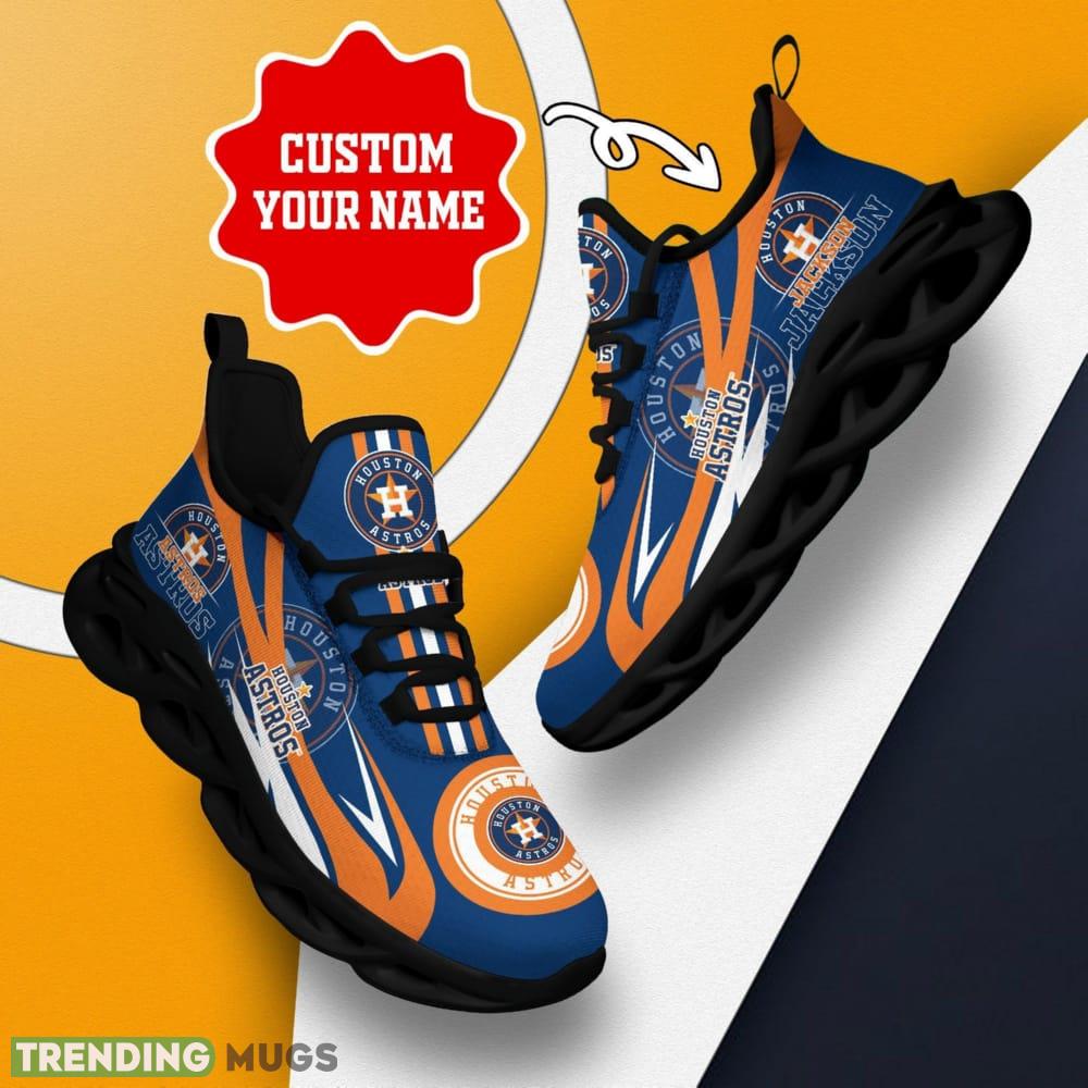 Houston Astros Logo Line Pattern Custom Name 3D Max Soul Sneaker Shoes Max Soul Houston Astros Logo Line Pattern Custom Name 3D Max Soul Sneaker Shoes Max Soul