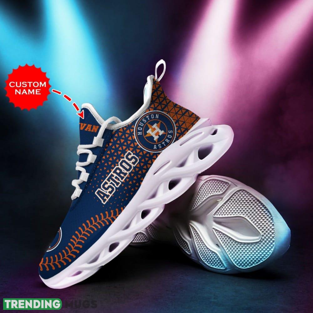 Houston Astros Logo Pattern Custom Name 3D Max Soul Sneaker Shoes In Blue Max Soul Houston Astros Logo Pattern Custom Name 3D Max Soul Sneaker Shoes In Blue Max Soul