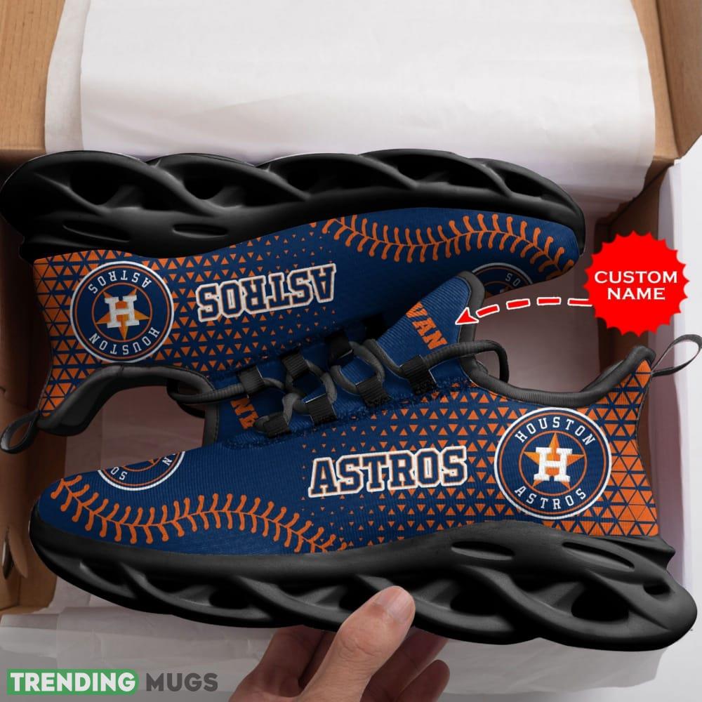 Houston Astros Logo Pattern Custom Name 3D Max Soul Sneaker Shoes In Blue Max Soul Houston Astros Logo Pattern Custom Name 3D Max Soul Sneaker Shoes In Blue Max Soul
