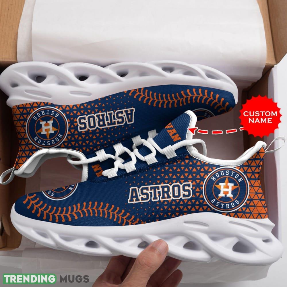 Houston Astros Logo Triangle Pattern Custom Name 3D Max Soul Sneaker Shoes Max Soul Houston Astros Logo Triangle Pattern Custom Name 3D Max Soul Sneaker Shoes Max Soul