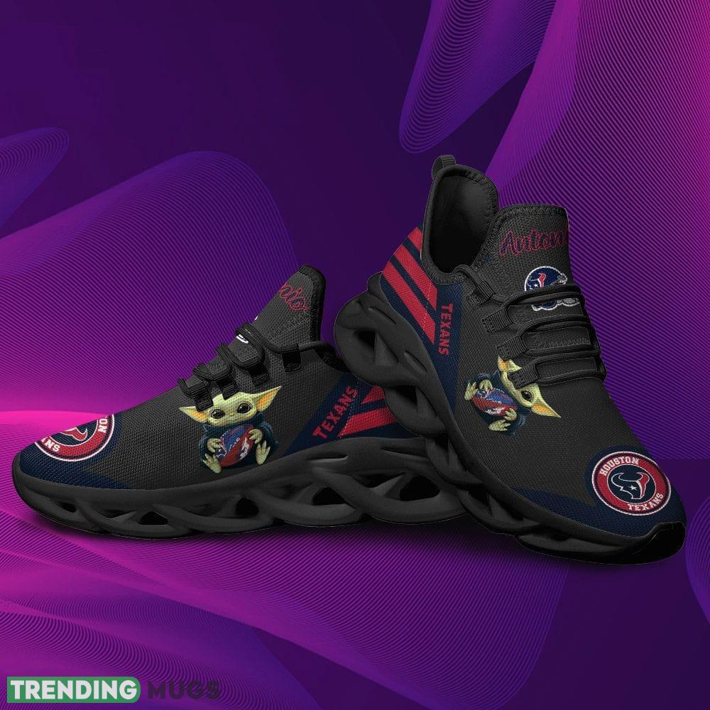 Houston Texans Baby Yoda Hug Logo Pattern Custom Name 3D Max Soul Sneaker Shoes Max Soul Houston Texans Baby Yoda Hug Logo Pattern Custom Name 3D Max Soul Sneaker Shoes Max Soul