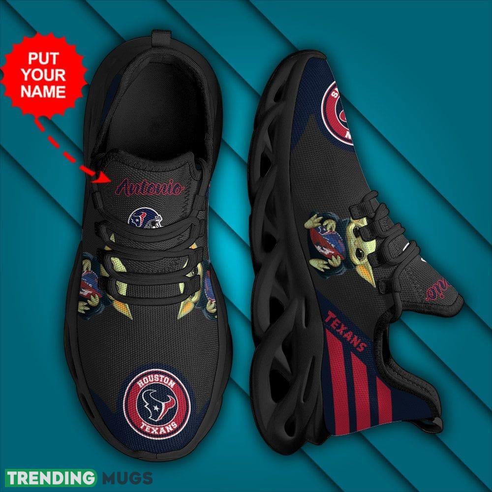 Houston Texans Baby Yoda Hug Logo Pattern Custom Name 3D Max Soul Sneaker Shoes Max Soul Houston Texans Baby Yoda Hug Logo Pattern Custom Name 3D Max Soul Sneaker Shoes Max Soul