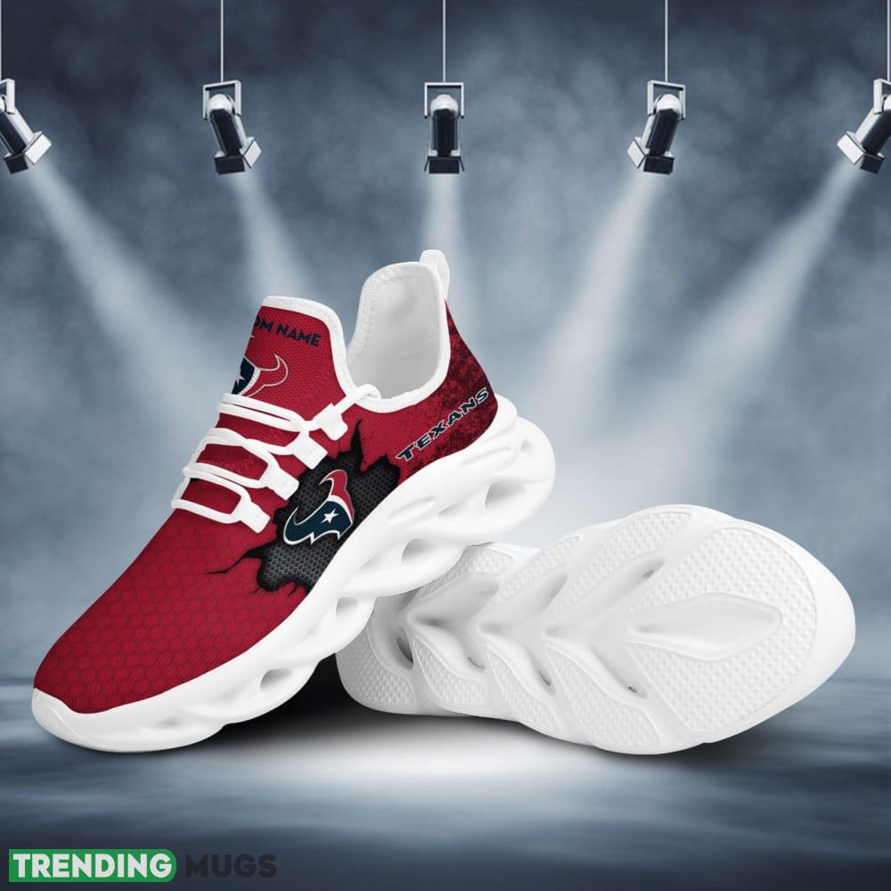 Houston Texans Cracked Design Pattern Custom Name 3D Max Soul Sneaker Shoes Max Soul Houston Texans Cracked Design Pattern Custom Name 3D Max Soul Sneaker Shoes Max Soul