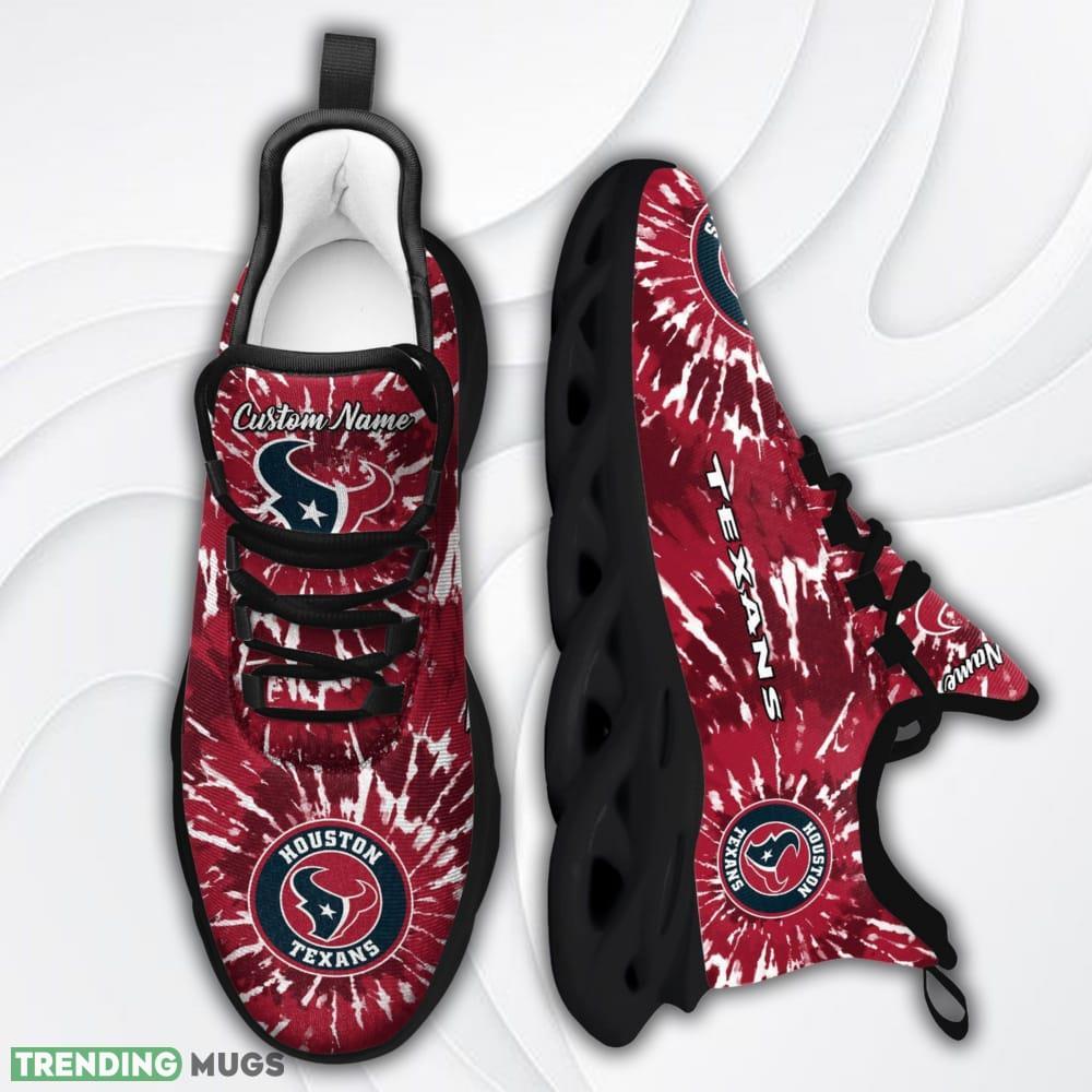 Houston Texans Custom Name Tie Dye Max Soul Sneaker Shoes For Fans Max Soul Houston Texans Custom Name Tie Dye Max Soul Sneaker Shoes For Fans Max Soul
