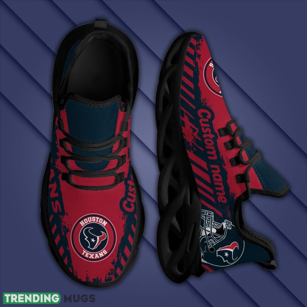 Houston Texans Helmet Logo Pattern Custom Name 3D Max Soul Sneaker Shoes Max Soul Houston Texans Helmet Logo Pattern Custom Name 3D Max Soul Sneaker Shoes Max Soul