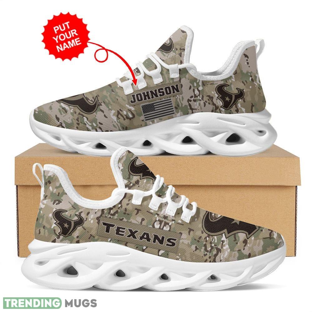 Houston Texans Logo Custom Name Camouflage Pattern 3D Max Soul Sneaker Shoes Max Soul Houston Texans Logo Custom Name Camouflage Pattern 3D Max Soul Sneaker Shoes Max Soul