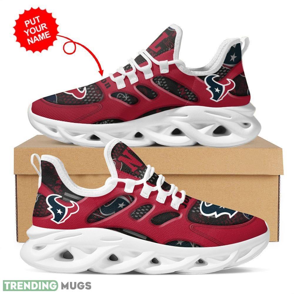 Houston Texans Logo Hole Pattern Custom Name 3D Max Soul Sneaker Shoes Max Soul Houston Texans Logo Hole Pattern Custom Name 3D Max Soul Sneaker Shoes Max Soul