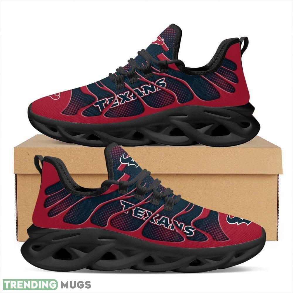 Houston Texans Logo Pattern Custom Name 3D Max Soul Sneaker Shoes In Dark Red And Blue Max Soul Houston Texans Logo Pattern Custom Name 3D Max Soul Sneaker Shoes In Dark Red And Blue Max Soul