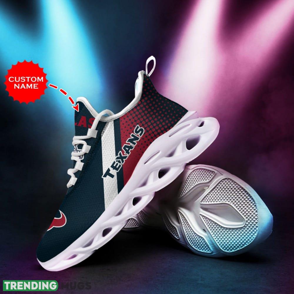 Houston Texans Logo Polka Dots Pattern Custom Name 3D Max Soul Sneaker Shoes Max Soul Houston Texans Logo Polka Dots Pattern Custom Name 3D Max Soul Sneaker Shoes Max Soul