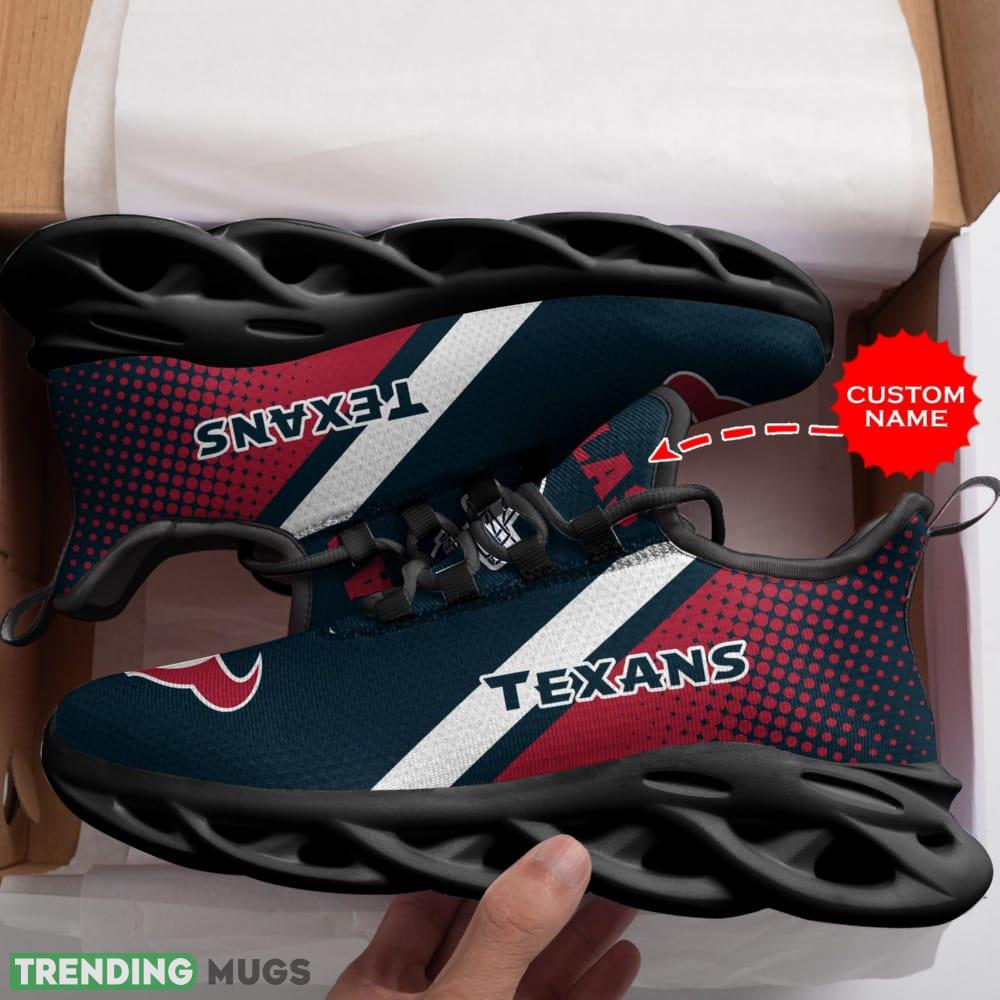 Houston Texans Logo Polka Dots Pattern Custom Name 3D Max Soul Sneaker Shoes Max Soul Houston Texans Logo Polka Dots Pattern Custom Name 3D Max Soul Sneaker Shoes Max Soul