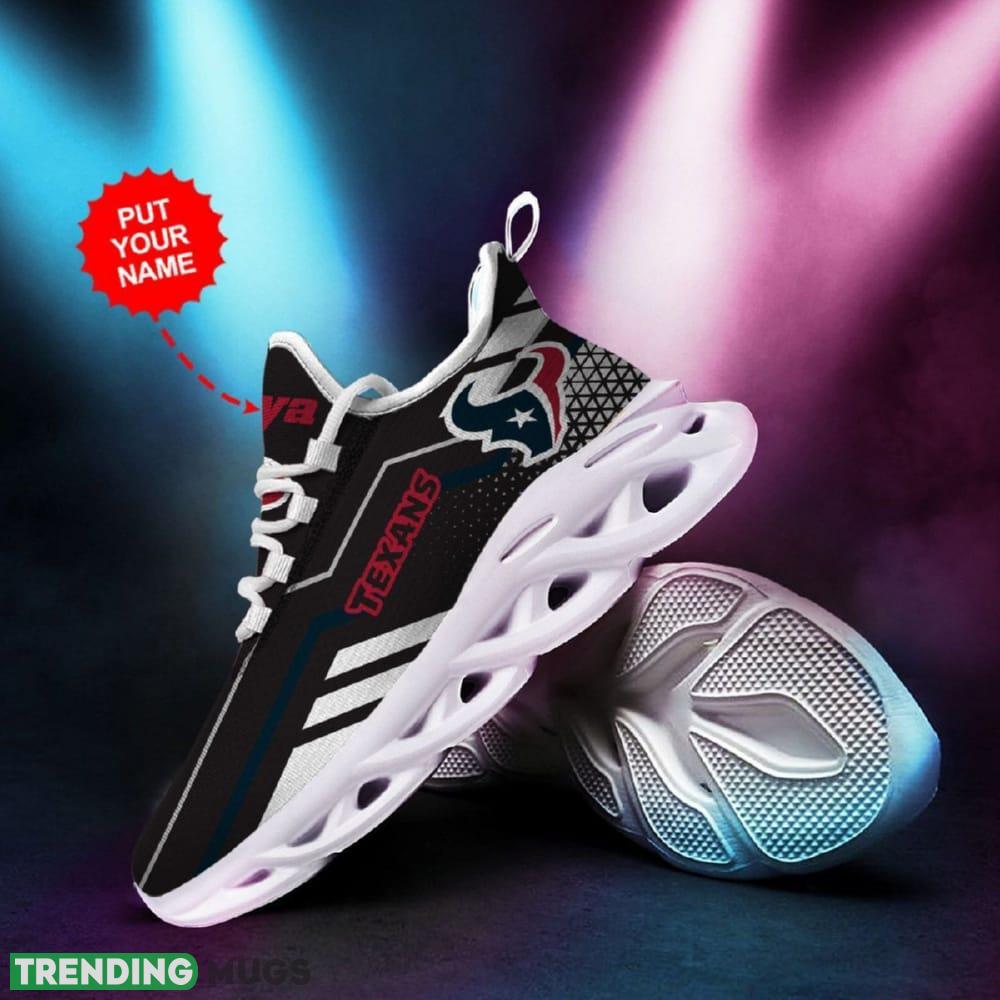Houston Texans Logo Stripe Pattern Custom Name 3D Max Soul Sneaker Shoes Max Soul Houston Texans Logo Stripe Pattern Custom Name 3D Max Soul Sneaker Shoes Max Soul