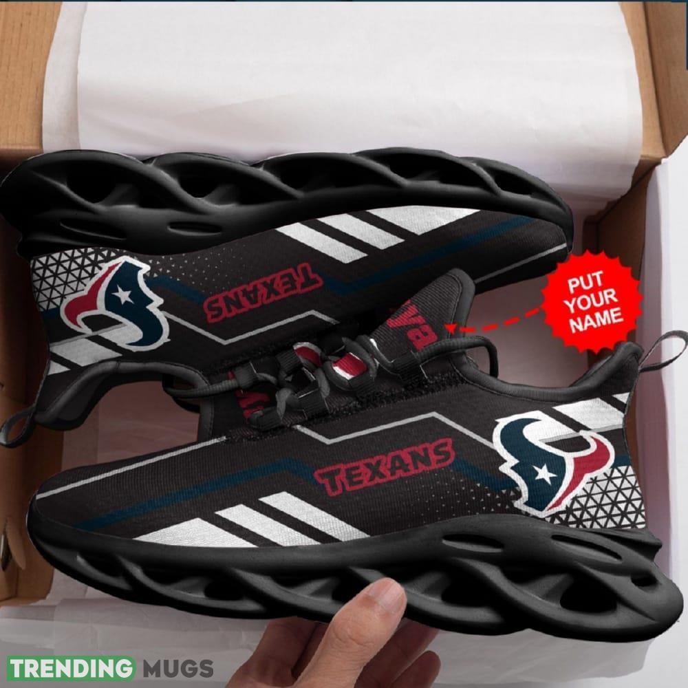 Houston Texans Logo Stripe Pattern Custom Name 3D Max Soul Sneaker Shoes Max Soul Houston Texans Logo Stripe Pattern Custom Name 3D Max Soul Sneaker Shoes Max Soul