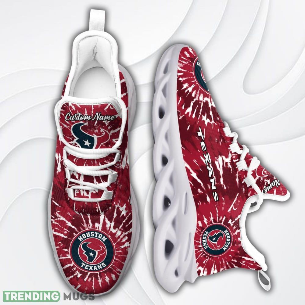 Houston Texans Logo Tie Dye Pattern Custom Name 3D Max Soul Sneaker Shoes Max Soul Houston Texans Logo Tie Dye Pattern Custom Name 3D Max Soul Sneaker Shoes Max Soul