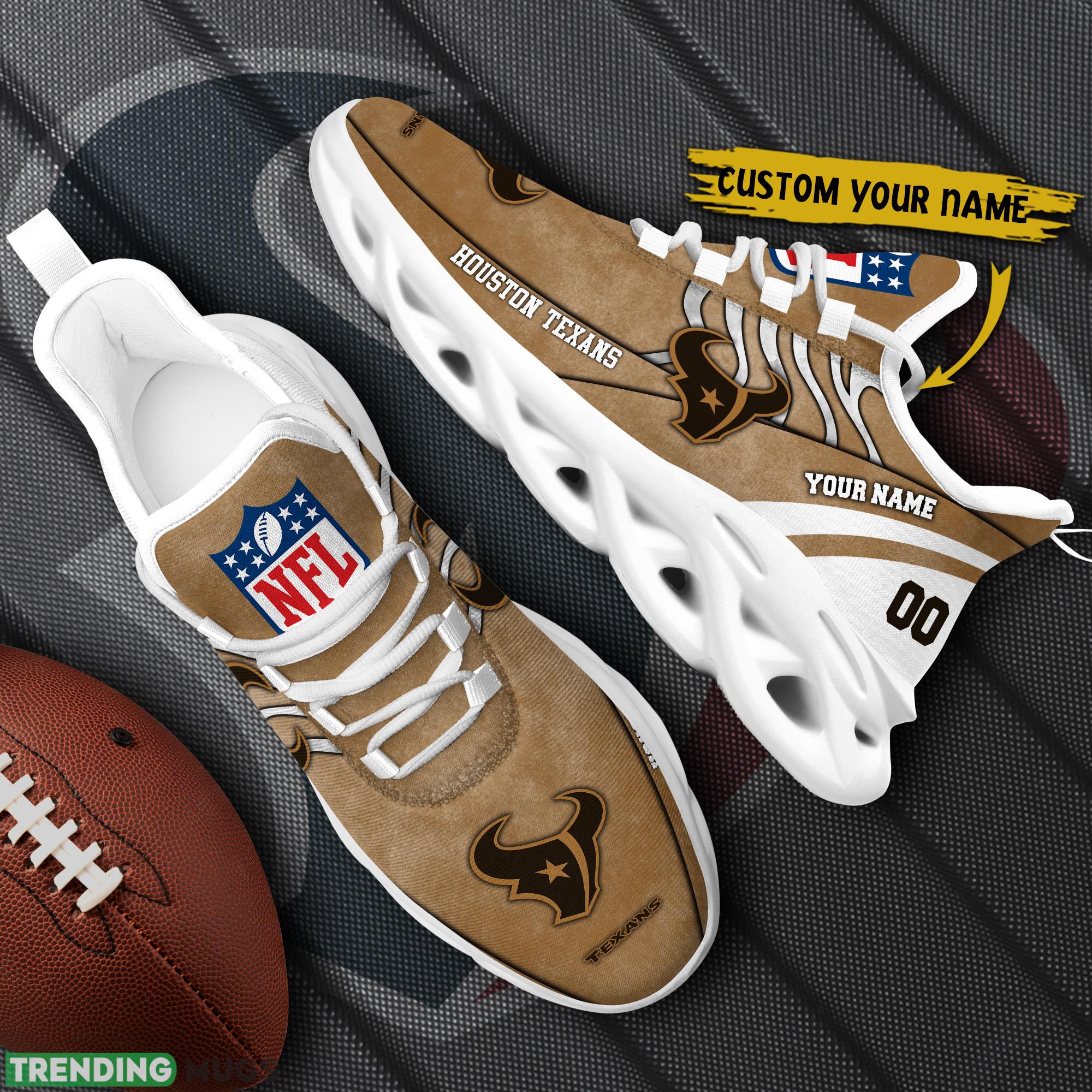 Houston Texans NFL Brown Veterans Max Soul Shoes Custom Number And Name Sneakers Max Soul Houston Texans NFL Brown Veterans Max Soul Shoes Custom Number And Name Sneakers Max Soul