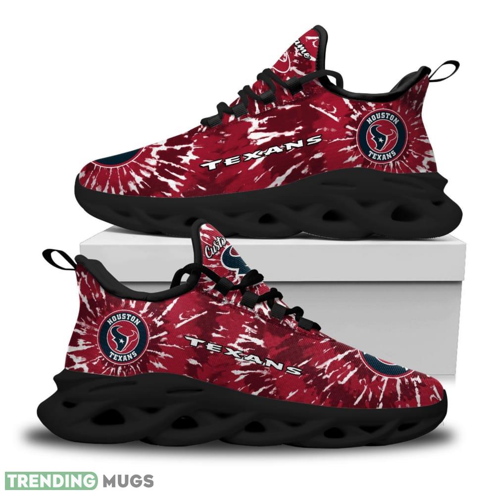 Houston Texans Tie Dye Pattern Custom Name 3D Max Soul Sneaker Shoes Max Soul Houston Texans Tie Dye Pattern Custom Name 3D Max Soul Sneaker Shoes Max Soul