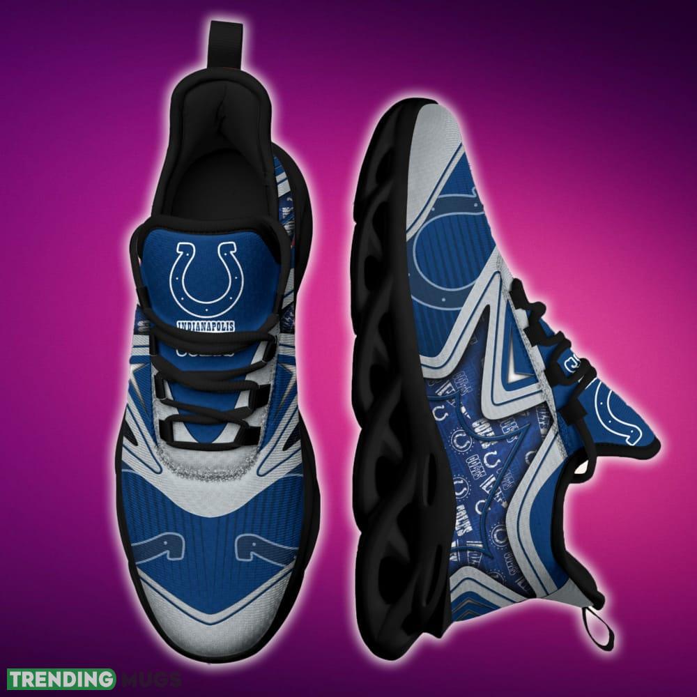 Indianapolis Colts Black And White Panache Sports Sneakers Ideas For Men And Women Gift Max Soul Shoes - Indianapolis Colts Black And White Clunky Shoes For Fans This Season_1