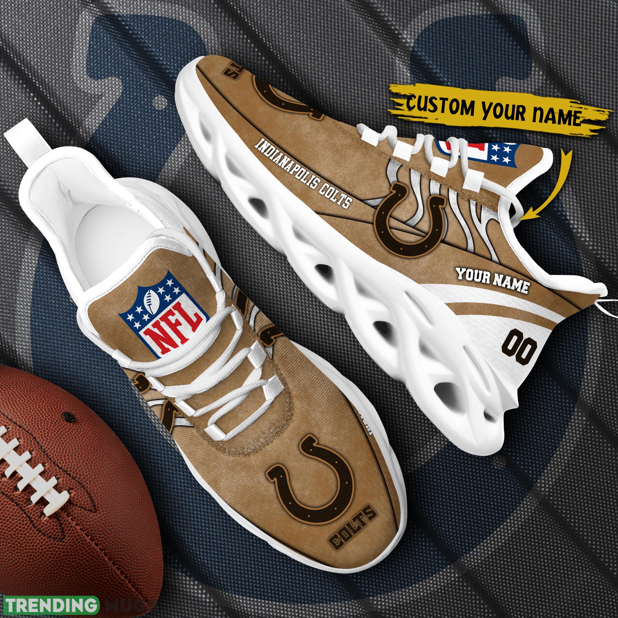 Indianapolis Colts NFL Brown Veterans Max Soul Shoes Custom Number And Name Sneakers Max Soul Indianapolis Colts NFL Brown Veterans Max Soul Shoes Custom Number And Name Sneakers Max Soul