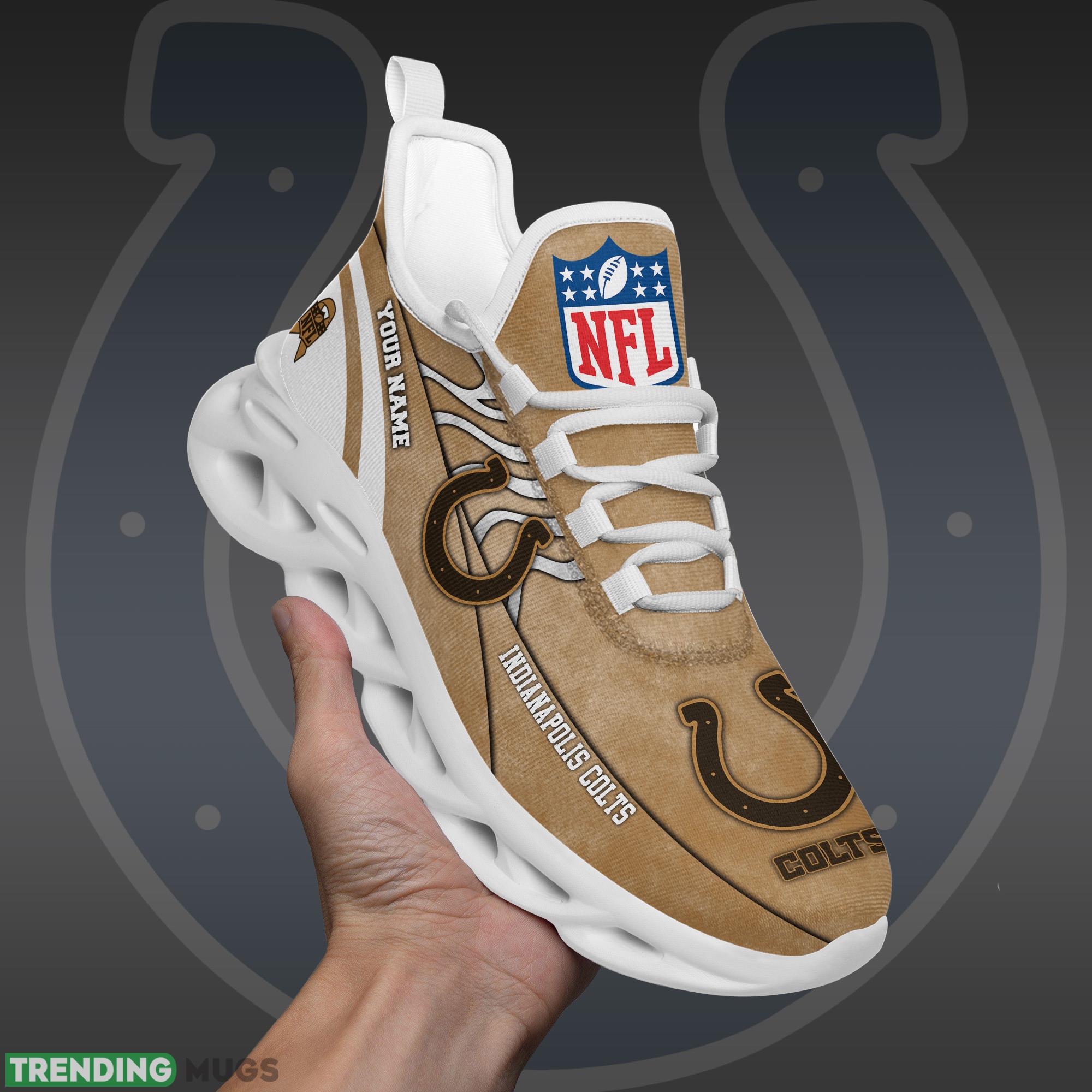 Indianapolis Colts NFL Brown Veterans Max Soul Shoes Custom Number & Name Sneakers Max Soul Indianapolis Colts NFL Brown Veterans Max Soul Shoes Custom Number & Name Sneakers Max Soul