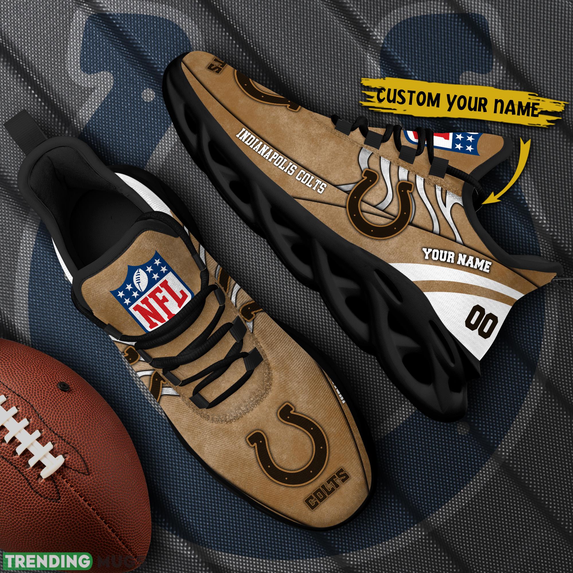 Indianapolis Colts NFL Brown Veterans Max Soul Shoes Custom Number & Name Sneakers - Indianapolis Colts NFL Brown Veterans Chunky Shoes_1 Indianapolis Colts NFL Brown Veterans Max Soul Shoes Custom Number & Name Sneakers - Indianapolis Colts NFL Brown Veterans Chunky Shoes_1