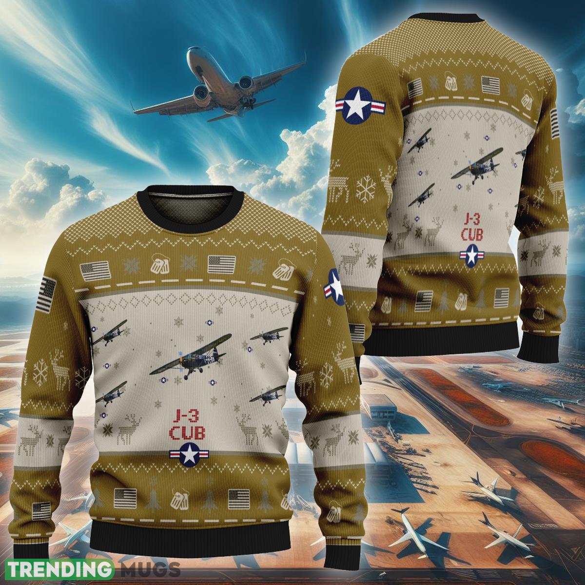 J-3 Cub Aircraft J3 Ugly Christmas Sweater Design Brown Air Force - J-3 Cub Aircraft J3 Ugly Christmas Sweater Design Brown Air Force J-3 Cub Aircraft J3 Ugly Christmas Sweater Design Brown Air Force - J-3 Cub Aircraft J3 Ugly Christmas Sweater Design Brown Air Force