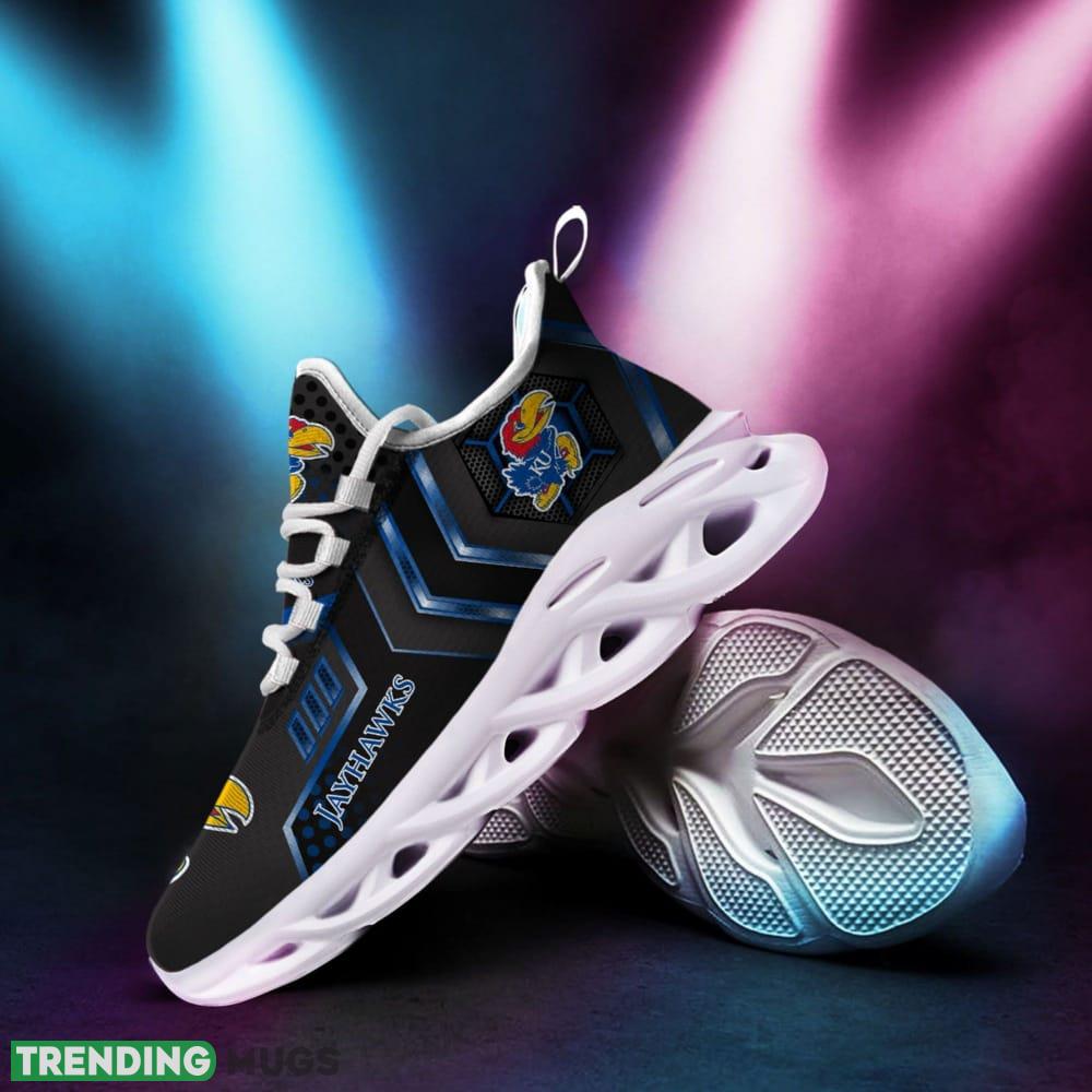Kansas Jayhawks Logo Geometric Pattern Custom Name 3D Max Soul Sneaker Shoes Max Soul Kansas Jayhawks Logo Geometric Pattern Custom Name 3D Max Soul Sneaker Shoes Max Soul