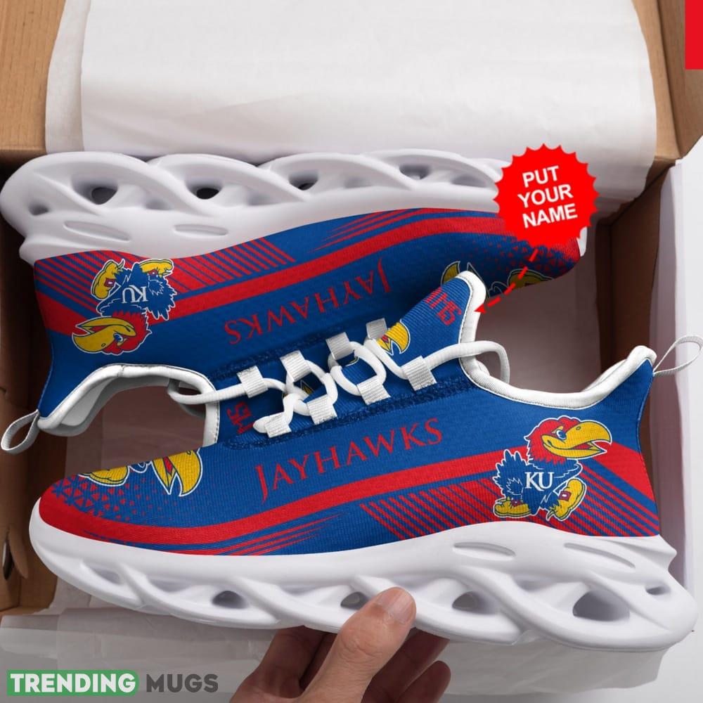 Kansas Jayhawks Logo Pattern Custom Name 3D Max Soul Sneaker Shoes Max Soul Kansas Jayhawks Logo Pattern Custom Name 3D Max Soul Sneaker Shoes Max Soul