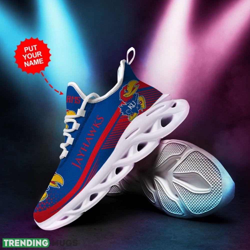 Kansas Jayhawks Logo Pattern Custom Name 3D Max Soul Sneaker Shoes Max Soul Kansas Jayhawks Logo Pattern Custom Name 3D Max Soul Sneaker Shoes Max Soul