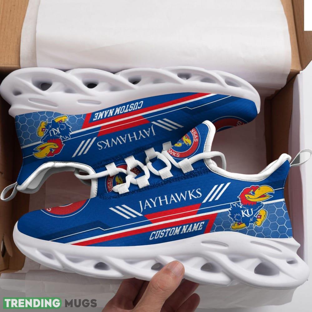Kansas Jayhawks Logo Pattern Custom Name 3D Max Soul Sneaker Shoes In Blue - Kansas Jayhawks Logo Pattern Custom Name 3D Max Soul Sneaker Shoes In Blue_1 Kansas Jayhawks Logo Pattern Custom Name 3D Max Soul Sneaker Shoes In Blue - Kansas Jayhawks Logo Pattern Custom Name 3D Max Soul Sneaker Shoes In Blue_1