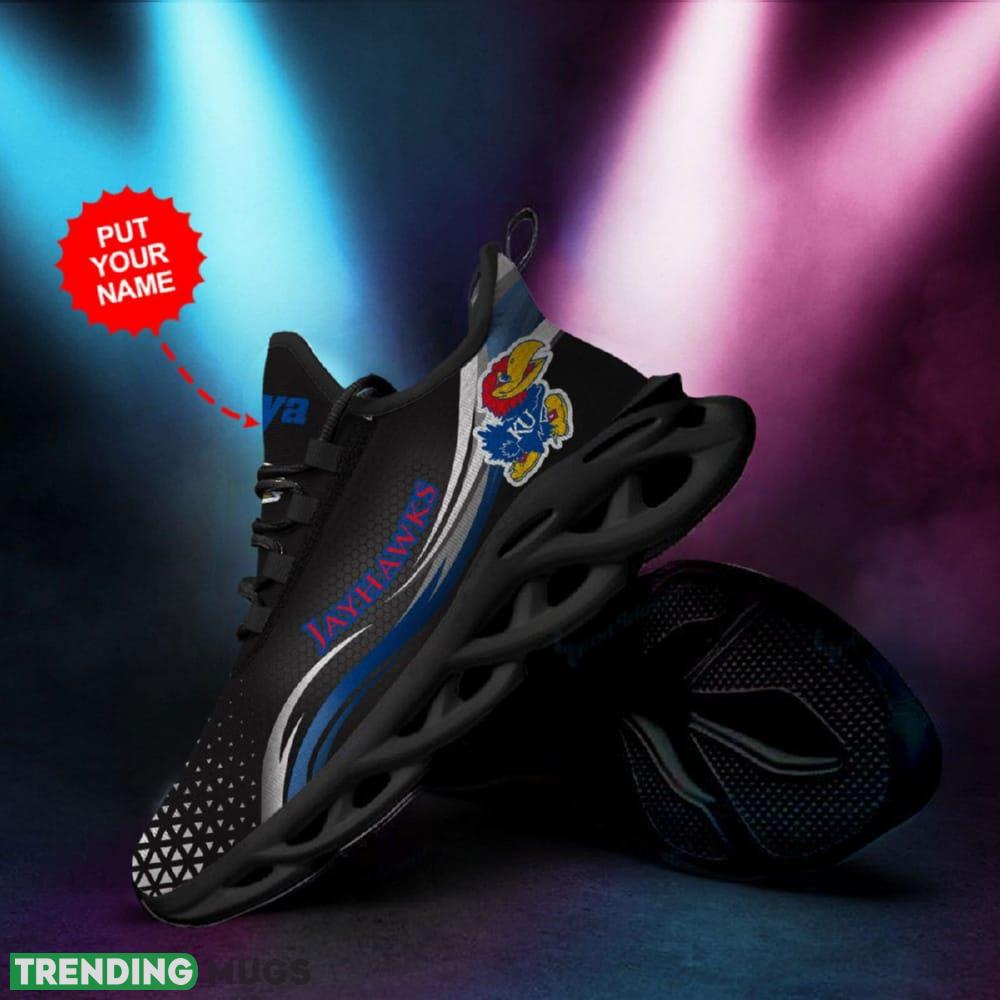 Kansas Jayhawks Pattern In Black Custom Name 3D Max Soul Sneaker Shoes Max Soul Kansas Jayhawks Pattern In Black Custom Name 3D Max Soul Sneaker Shoes Max Soul