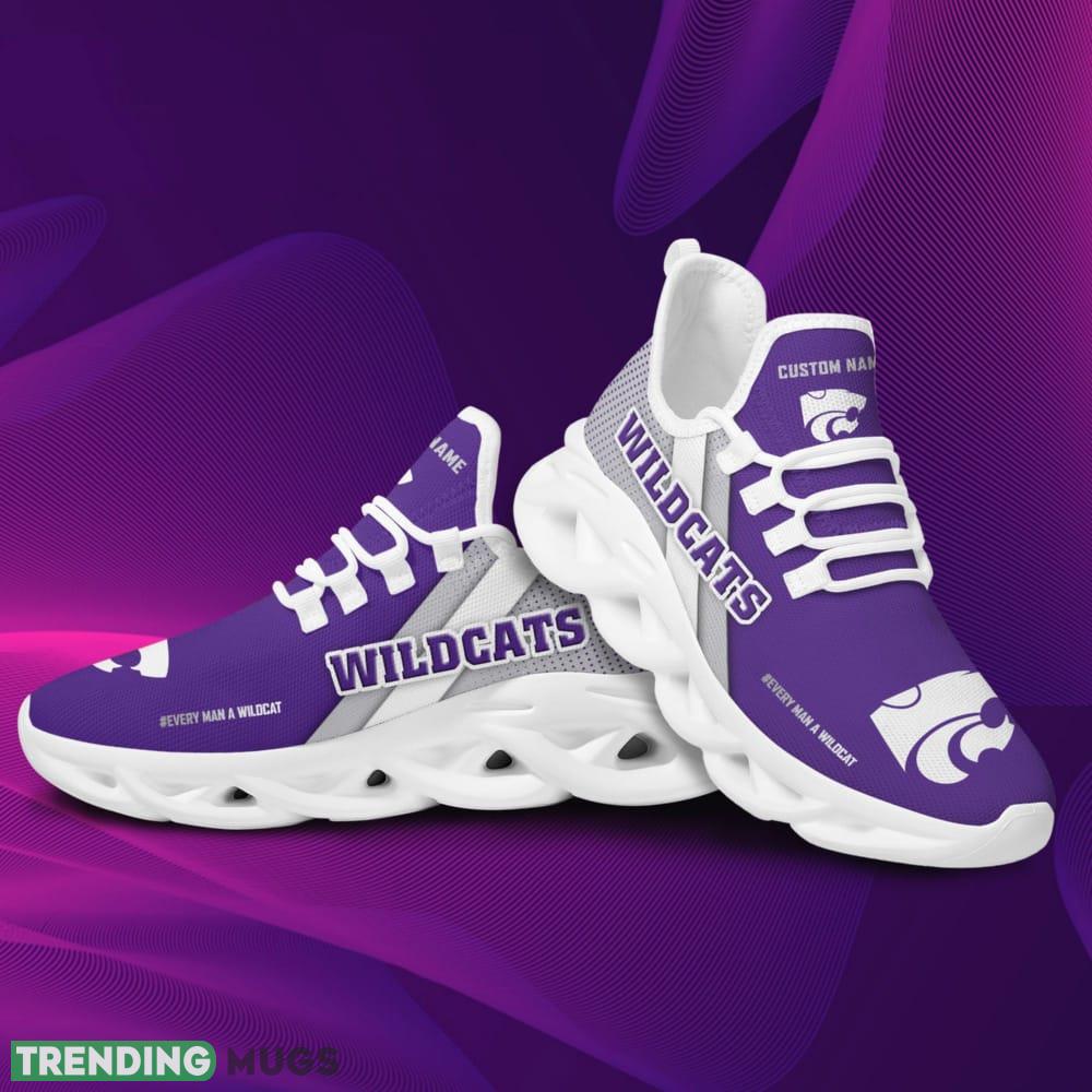 Kansas State Wildcats Logo Custom Name Pattern 3D Max Soul Sneaker Shoes In Purple And Gray Max Soul Kansas State Wildcats Logo Custom Name Pattern 3D Max Soul Sneaker Shoes In Purple And Gray Max Soul
