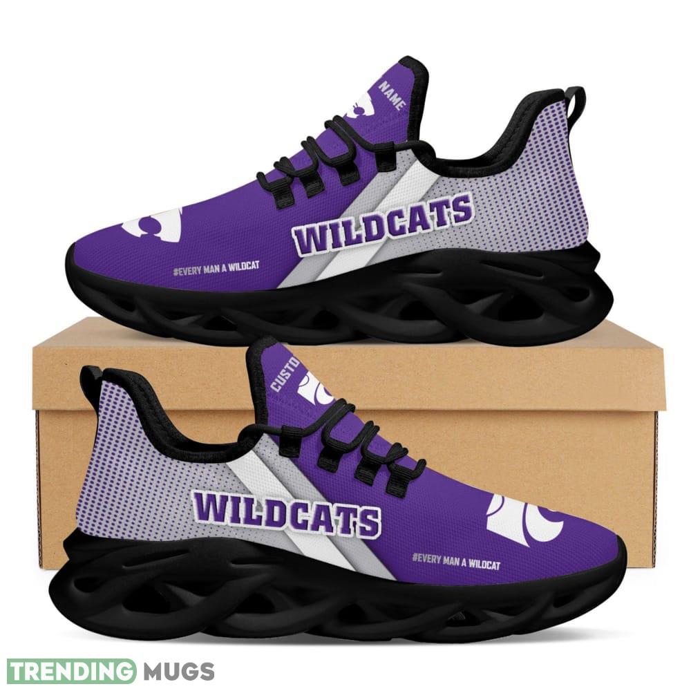 Kansas State Wildcats Logo Custom Name Pattern 3D Max Soul Sneaker Shoes In Purple And Gray Max Soul Kansas State Wildcats Logo Custom Name Pattern 3D Max Soul Sneaker Shoes In Purple And Gray Max Soul