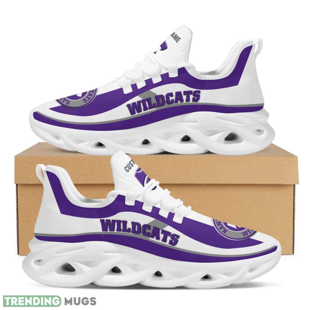 Kansas State Wildcats Logo Custom Name Pattern 3D Max Soul Sneaker Shoes In Purple And White - Kansas State Wildcats Logo Custom Name Pattern 3D Max Soul Sneaker Shoes In Purple And White_1