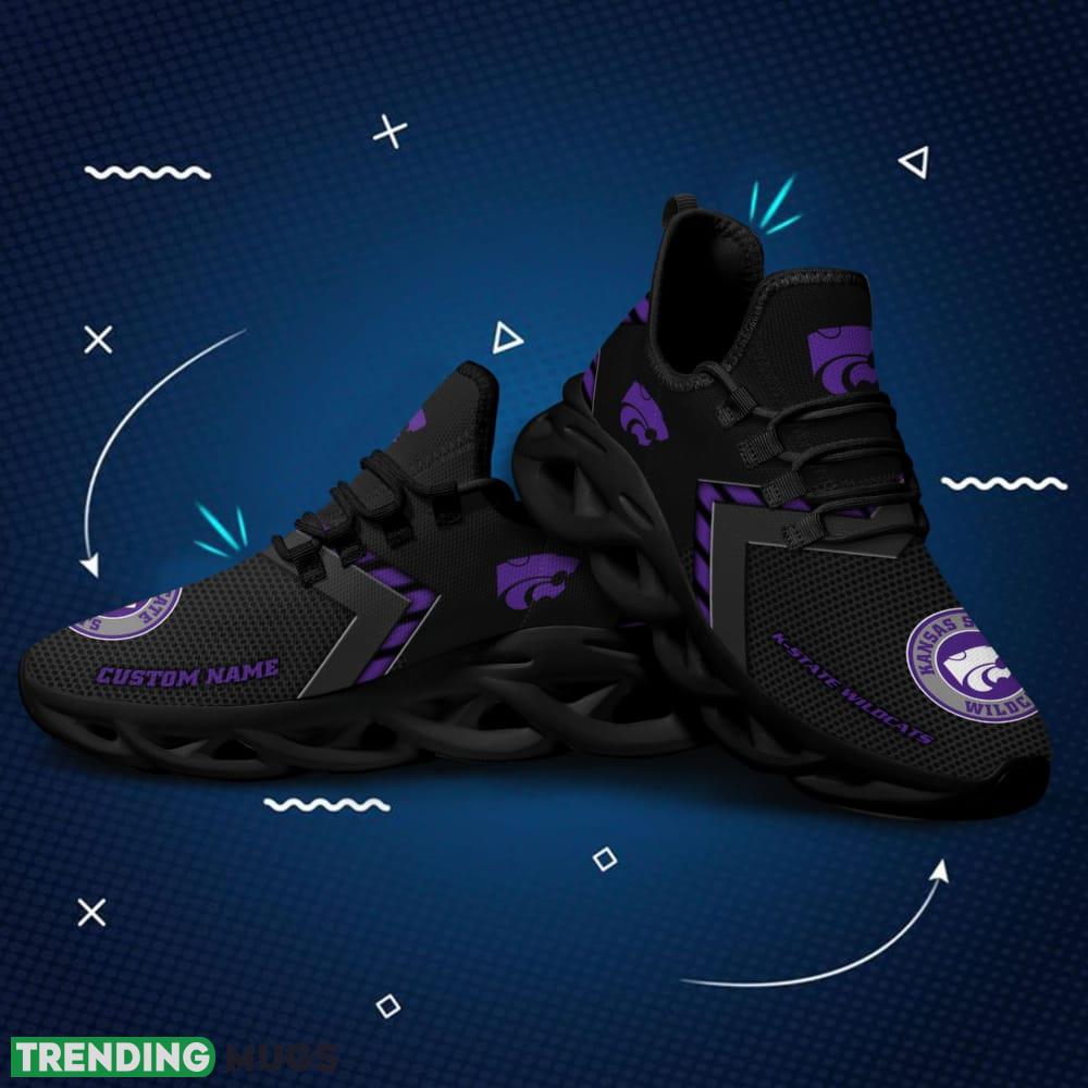 Kansas State Wildcats Logo Pattern Custom Name 3D Max Soul Sneaker Shoes In Black Max Soul Kansas State Wildcats Logo Pattern Custom Name 3D Max Soul Sneaker Shoes In Black Max Soul