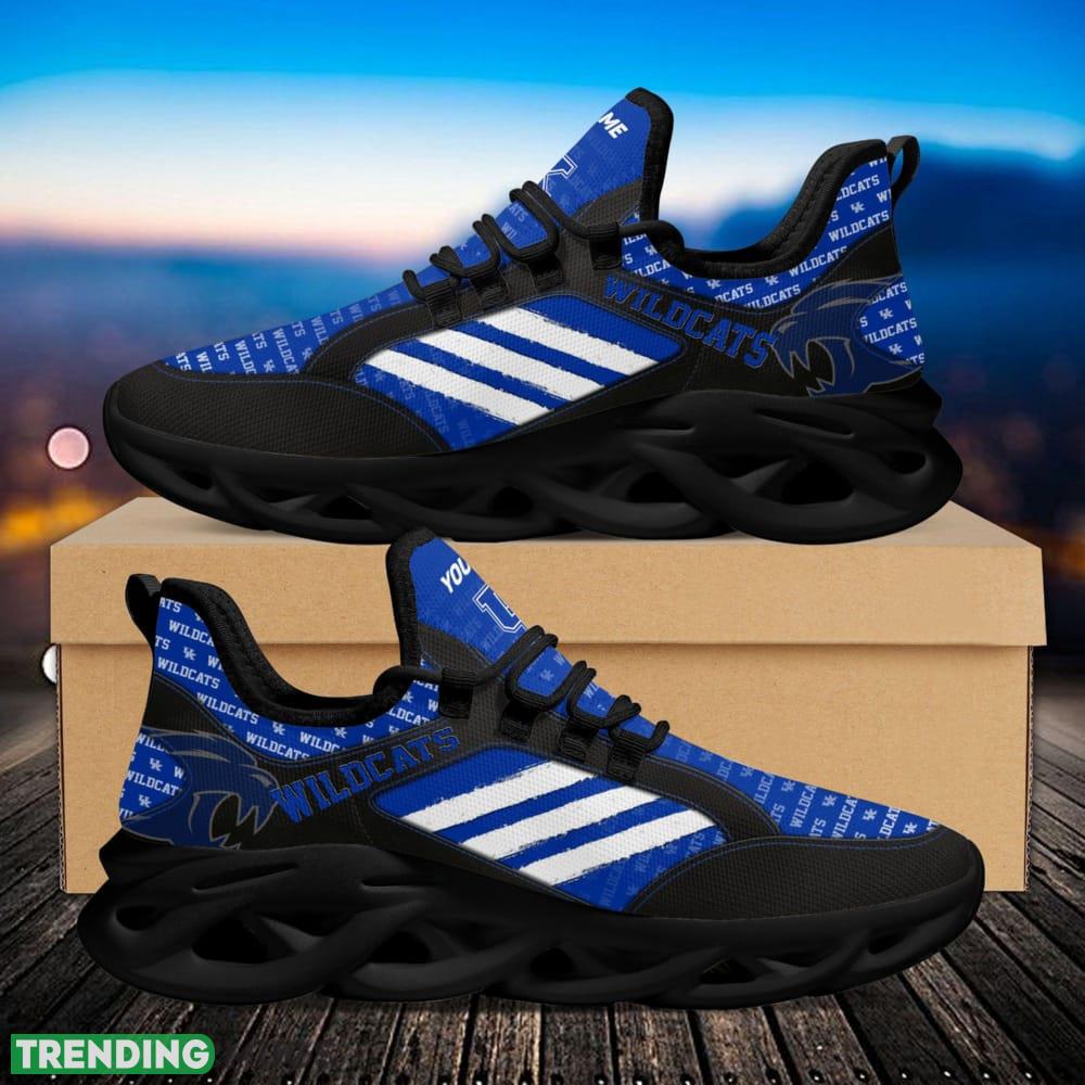 Kentucky Wildcats Logo Custom Name Pattern 3D Max Soul Sneaker Shoes In White And Blue Max Soul Kentucky Wildcats Logo Custom Name Pattern 3D Max Soul Sneaker Shoes In White And Blue Max Soul