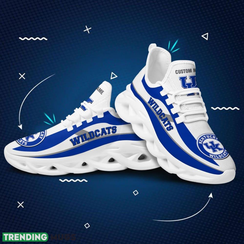 Kentucky Wildcats Logo Custom Name Pattern In Blue And White 3D Max Soul Sneaker Shoes Max Soul Kentucky Wildcats Logo Custom Name Pattern In Blue And White 3D Max Soul Sneaker Shoes Max Soul