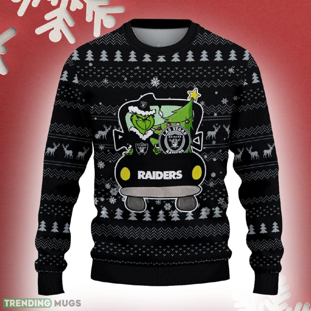 Las Vegas Raiders Christmas Sweater Grinch Driving Funny Gift Fans - Las Vegas Raiders Christmas Sweater Grinch Driving Photo 2